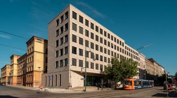 das neu gebaute Gebäude der Polizei in Sachsen-Anhalt in der Sternstraße in Magdeburg